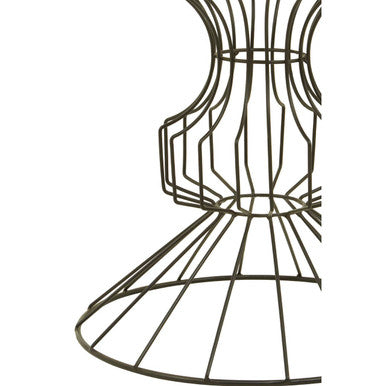 Mirrored Glass Top Side Table With Black Concertina Wireframe Metal Base, Yaxi
