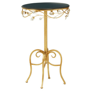 Yaxi Round Side Table With Gold Frame & Black Top
