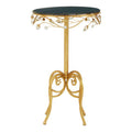 Yaxi Round Side Table With Gold Frame & Black Top