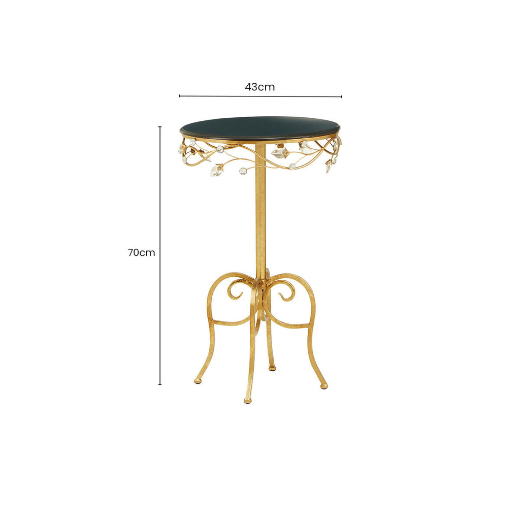 Yaxi Round Side Table With Gold Frame & Black Top