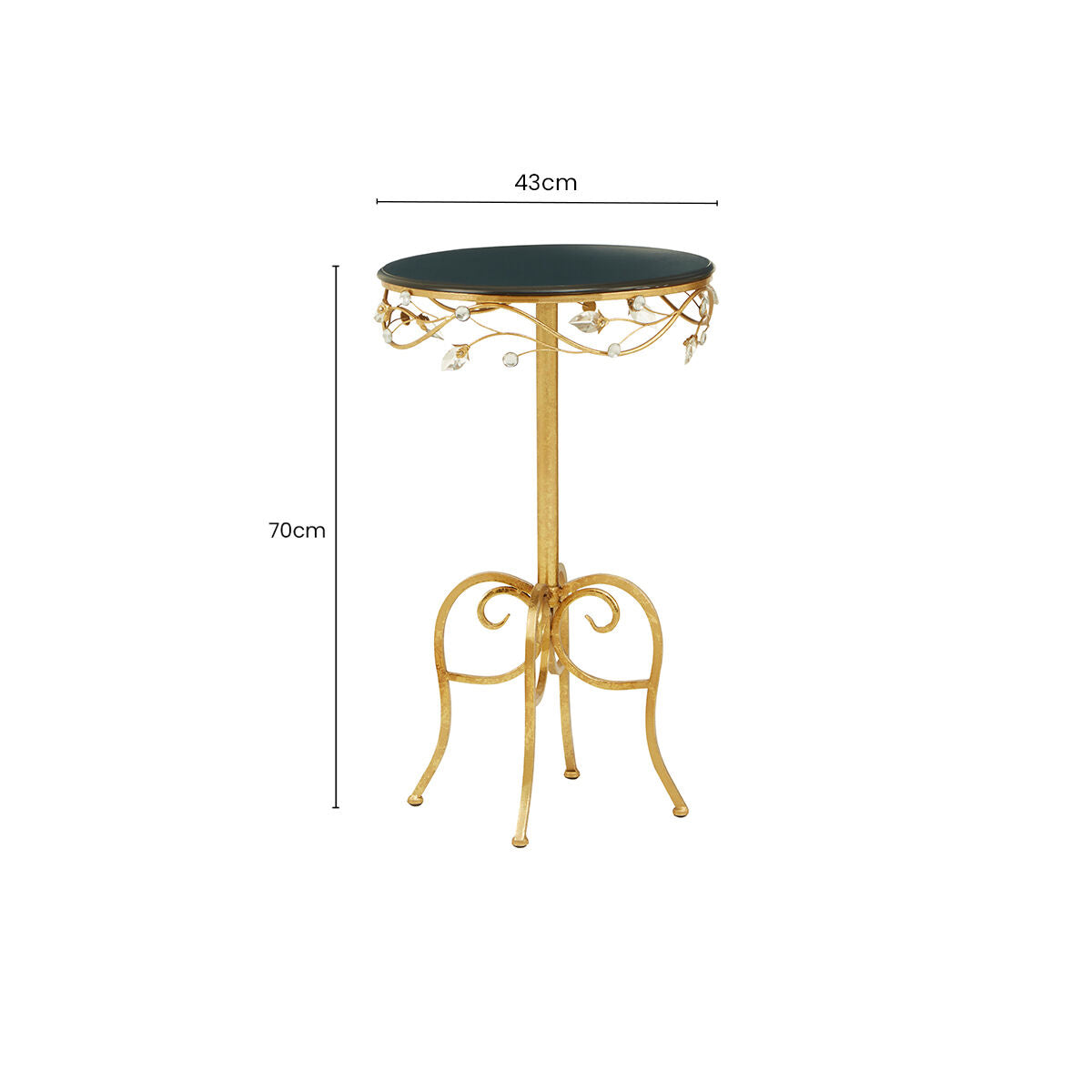 Yaxi Round Side Table With Gold Frame & Black Top