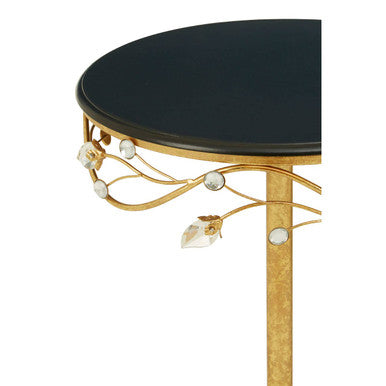 Yaxi Round Side Table With Gold Frame & Black Top