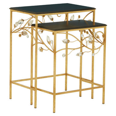 Yaxi Set Of 2 Tables With Black Wooden Top