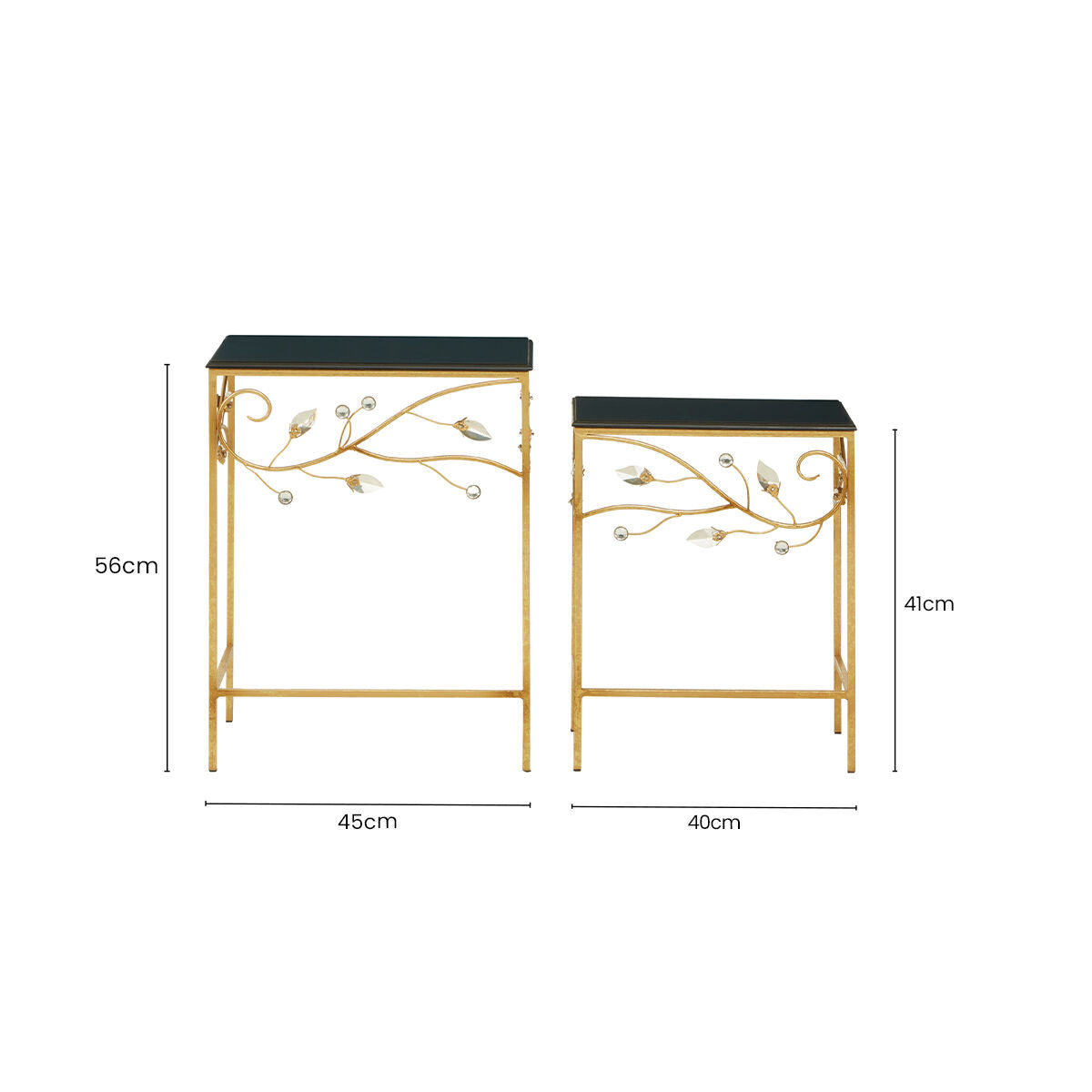 Yaxi Set Of 2 Tables With Black Wooden Top