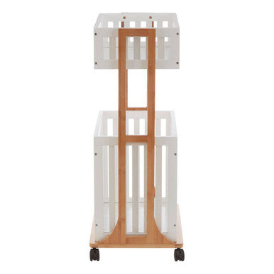 Nostra 2 Tier Storage Trolley Bamboo White Modern