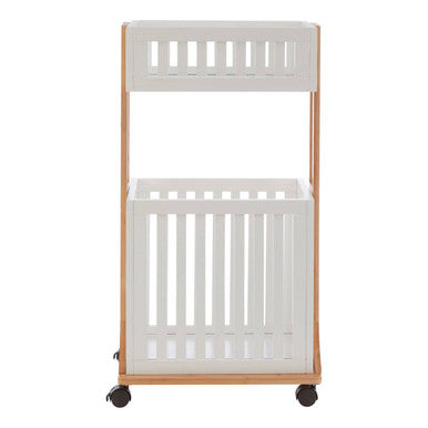 Nostra 2 Tier Storage Trolley Bamboo White Modern