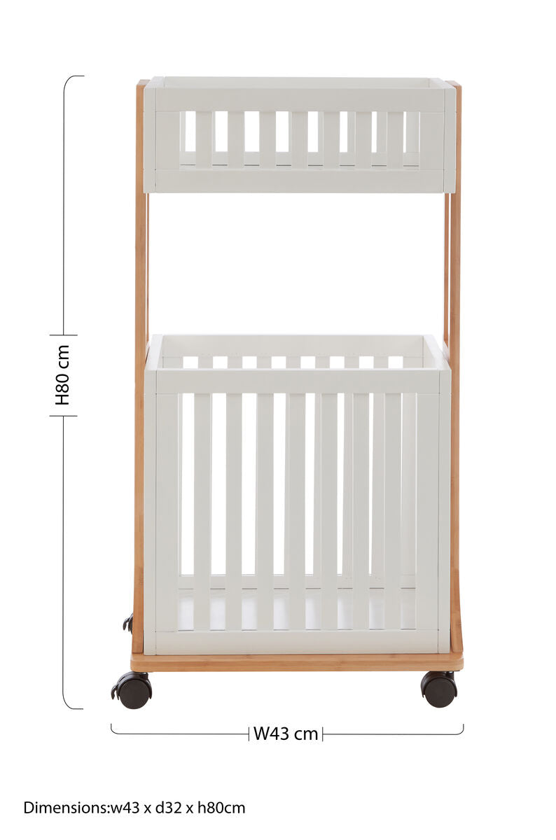 Nostra 2 Tier Storage Trolley Bamboo White Modern