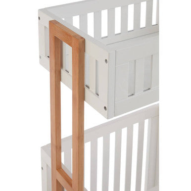 Nostra 2 Tier Storage Trolley Bamboo White Modern