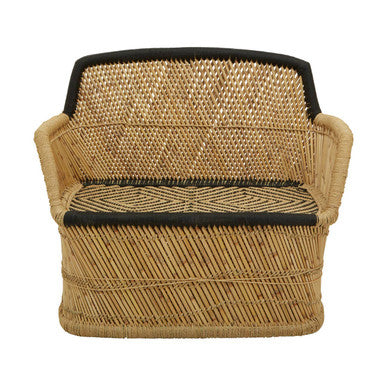2 Seat Natural & Black Sofa, Rowan