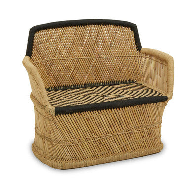 2 Seat Natural & Black Sofa, Rowan