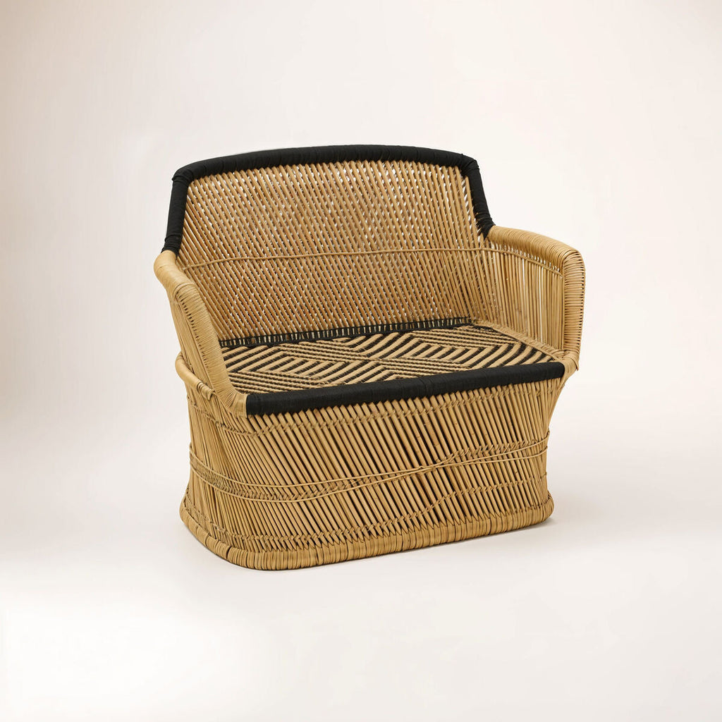 2 Seat Natural & Black Sofa, Rowan