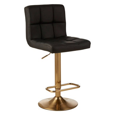 Baina Black Leather Bar Stool