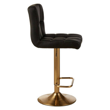 Baina Black Leather Bar Stool