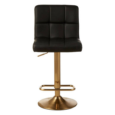 Baina Black Leather Bar Stool