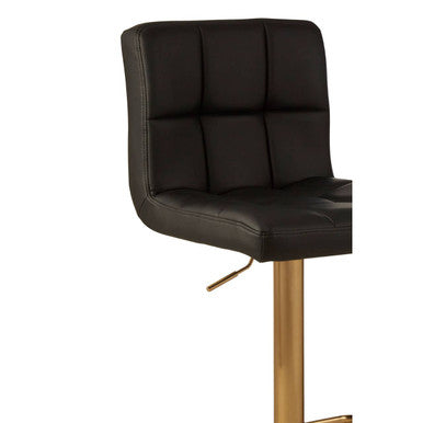 Baina Black Leather Bar Stool