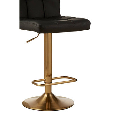 Baina Black Leather Bar Stool