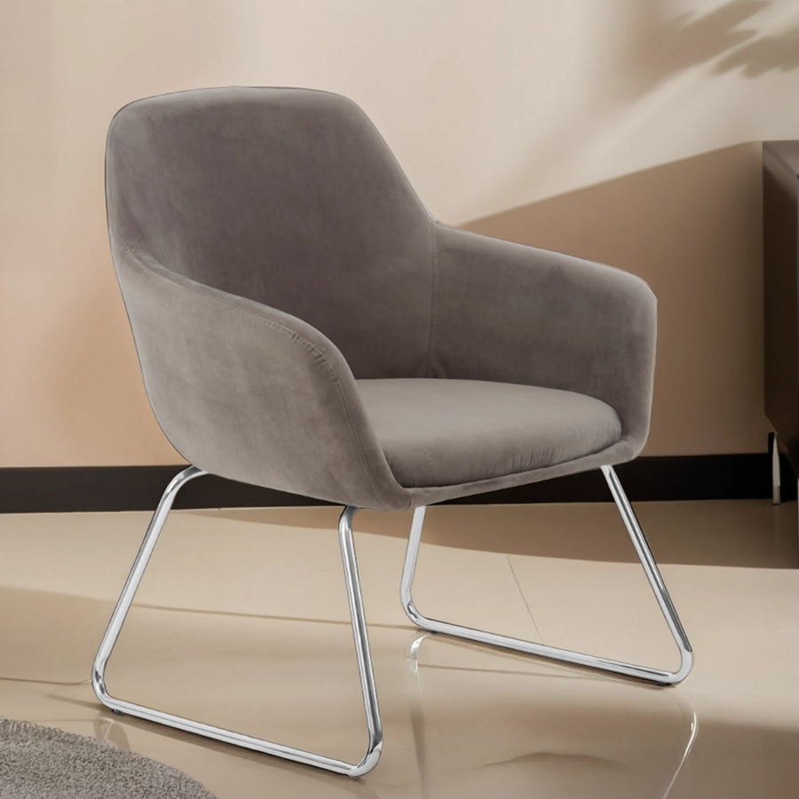 Stockholm Grey Velvet Dining Chair With Chrome Legs