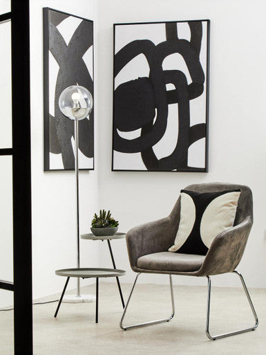Stockholm Grey Velvet Dining Chair With Chrome Legs