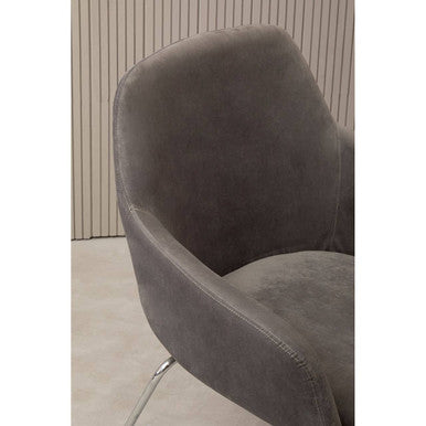 Stockholm Grey Velvet Dining Chair With Chrome Legs