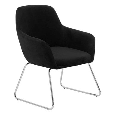 Stockholm Black Velvet Dining Chair With Chrome Legs