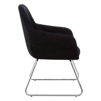 Stockholm Black Velvet Dining Chair With Chrome Legs
