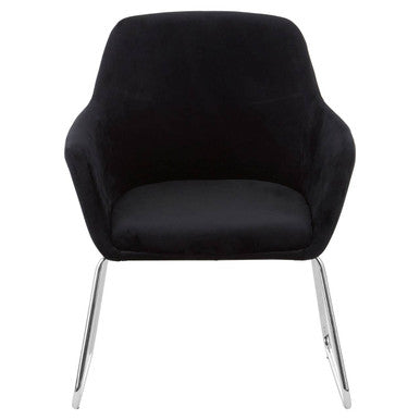 Stockholm Black Velvet Dining Chair With Chrome Legs
