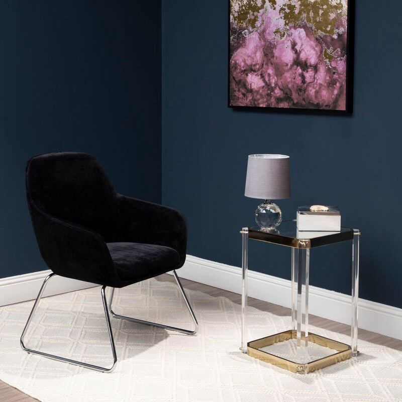Stockholm Black Velvet Dining Chair With Chrome Legs