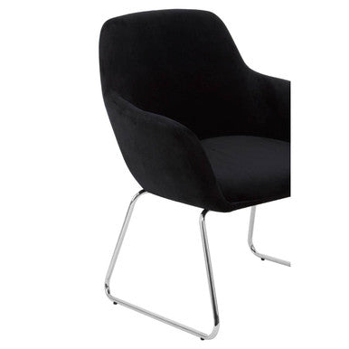 Stockholm Black Velvet Dining Chair With Chrome Legs