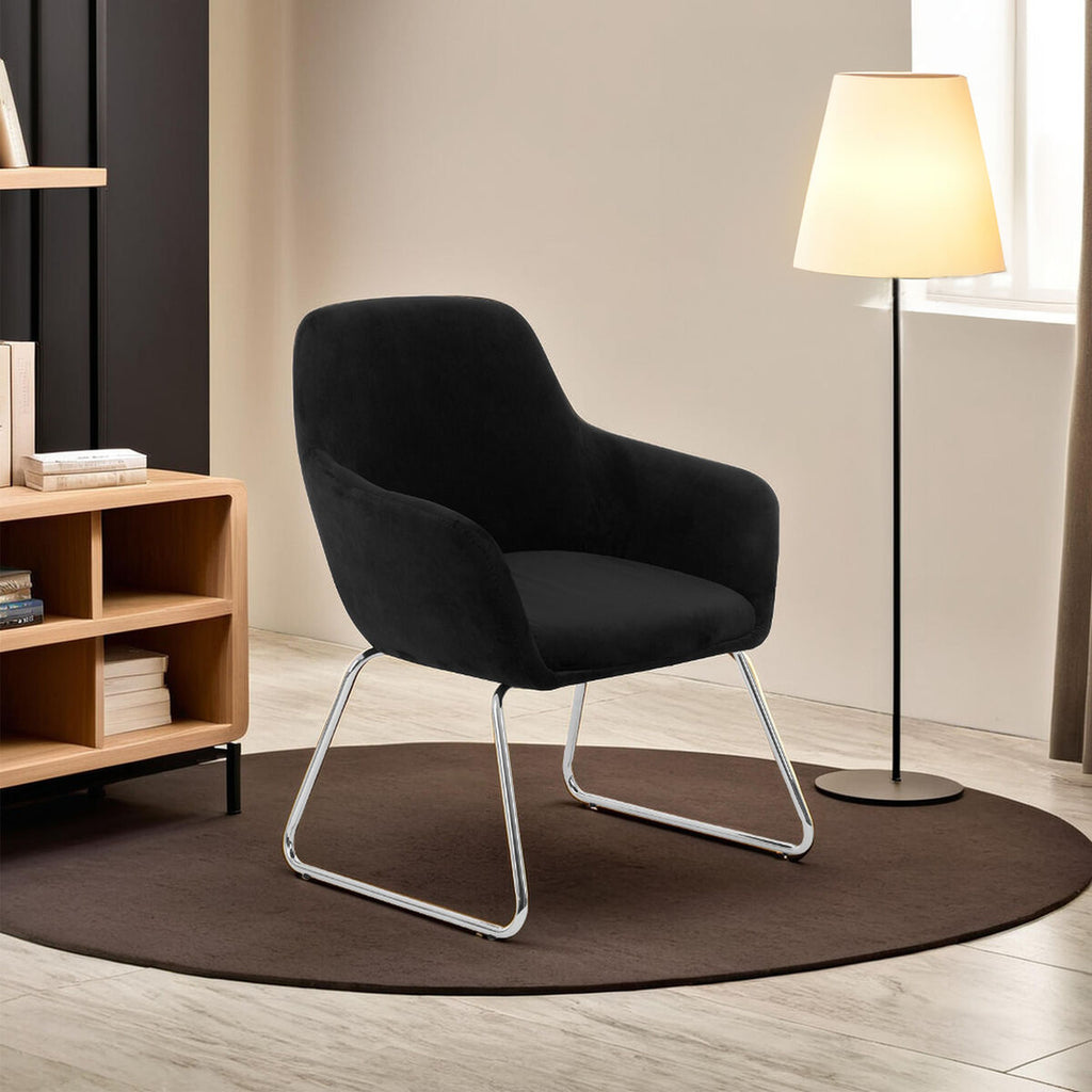 Stockholm Black Velvet Dining Chair With Chrome Legs