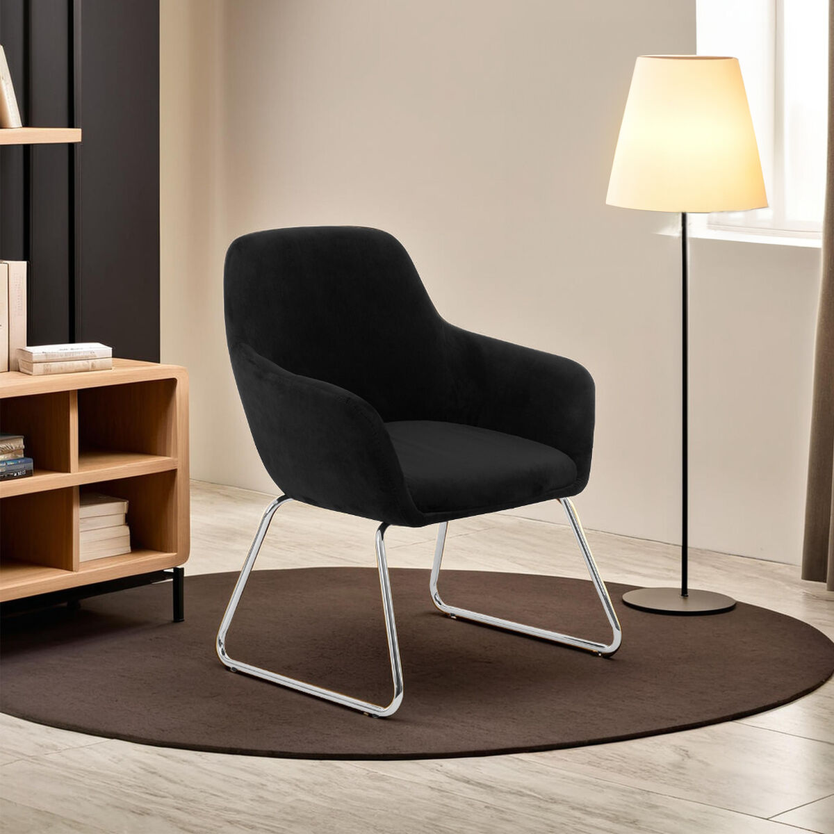 Stockholm Black Velvet Dining Chair With Chrome Legs