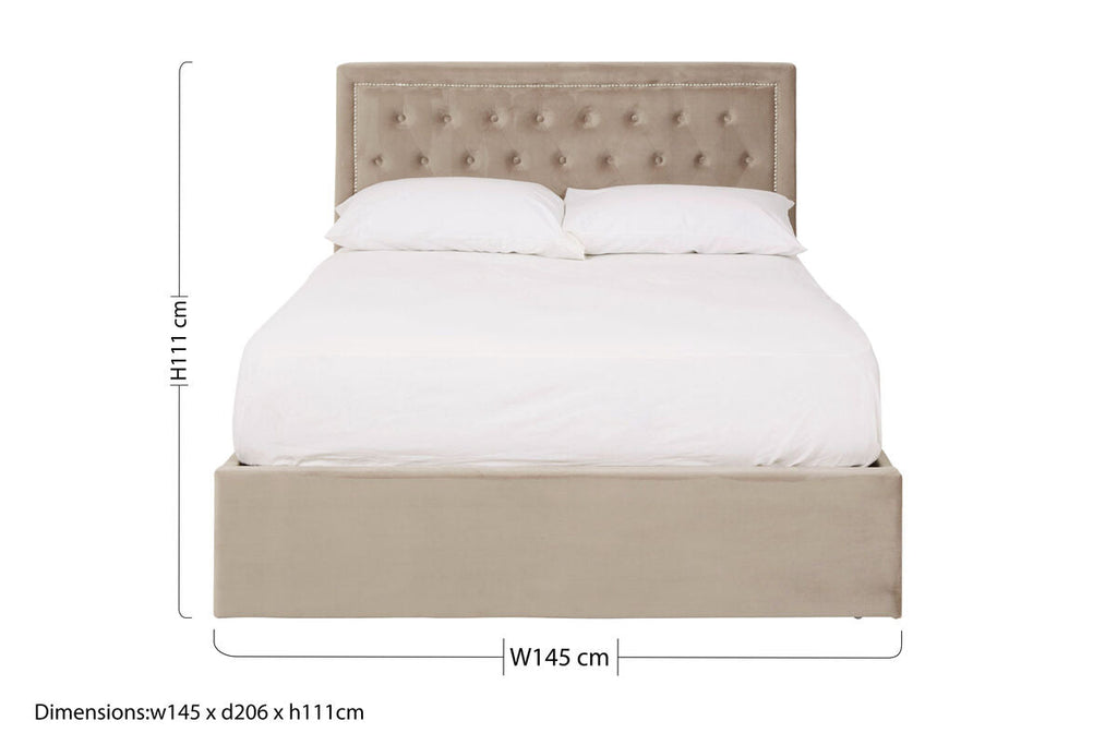 Hannah Mink Velvet Ottoman Double Bed