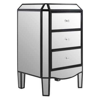 Tiffany 3 Drawer Mirrored Chest Glass Natural Glamorous