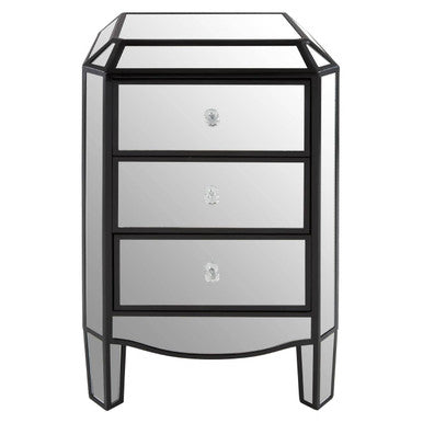 Tiffany 3 Drawer Mirrored Chest Glass Natural Glamorous