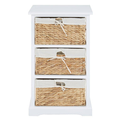 Ashby 3 Seagrass Drawer Chest White