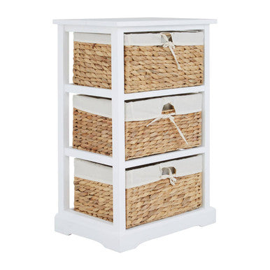Ashby 3 Seagrass Drawer Chest White