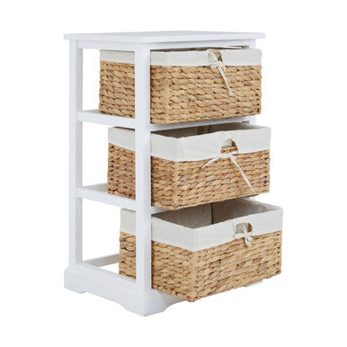 Ashby 3 Seagrass Drawer Chest White