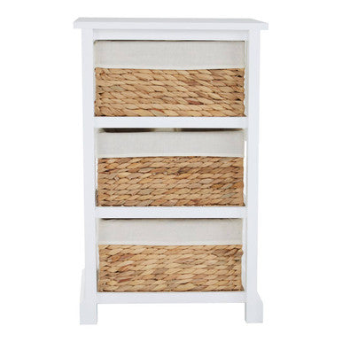 Ashby 3 Seagrass Drawer Chest White