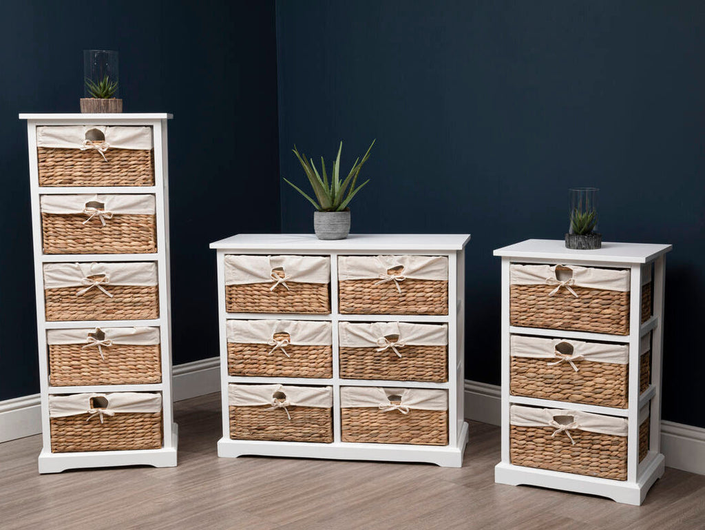 Ashby 3 Seagrass Drawer Chest White