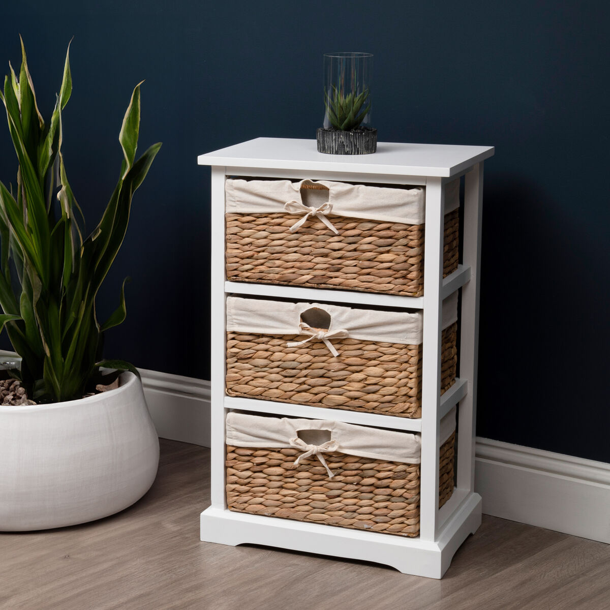 Ashby 3 Seagrass Drawer Chest White