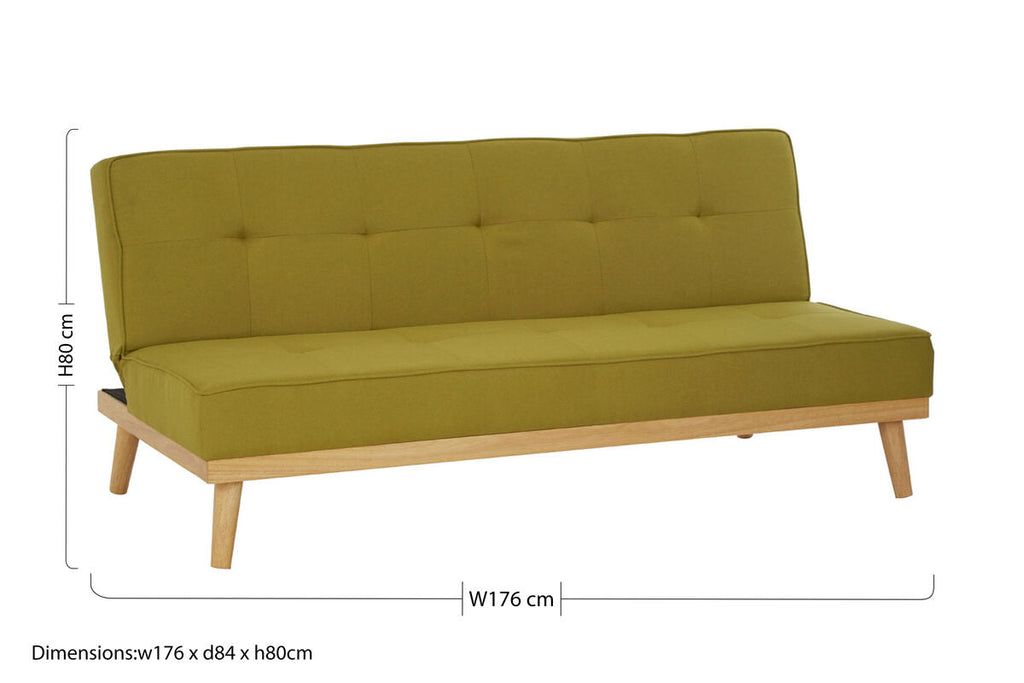 3 Seat Green Sofa Bed, Stockholm