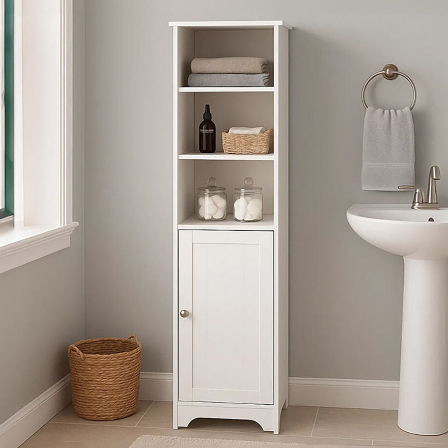 Portern Single Door Pine White Modern Cabinet