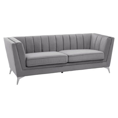 3 Seat Grey Velvet Sofa, Hansa