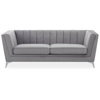 3 Seat Grey Velvet Sofa, Hansa