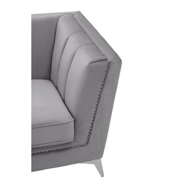 3 Seat Grey Velvet Sofa, Hansa