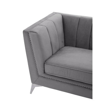 3 Seat Grey Velvet Sofa, Hansa