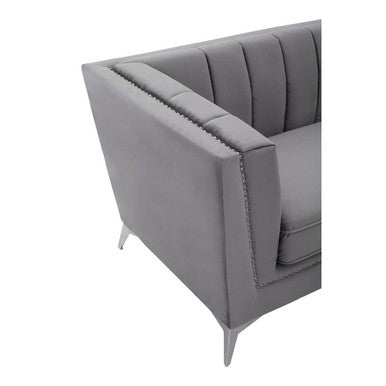 3 Seat Grey Velvet Sofa, Hansa
