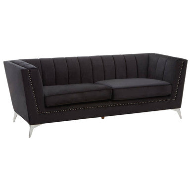 3 Seat Black Velvet Sofa, Hansa