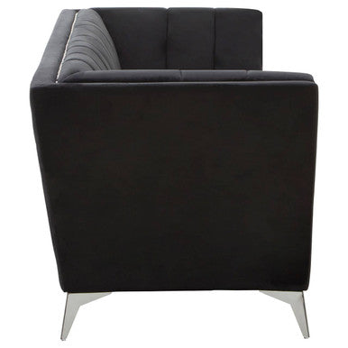 3 Seat Black Velvet Sofa, Hansa