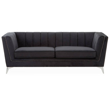 3 Seat Black Velvet Sofa, Hansa