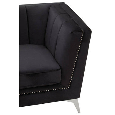 3 Seat Black Velvet Sofa, Hansa
